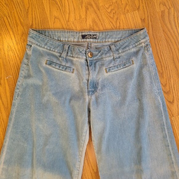 Light Blue Women's Flare Jeans - Picture 3 of 10
